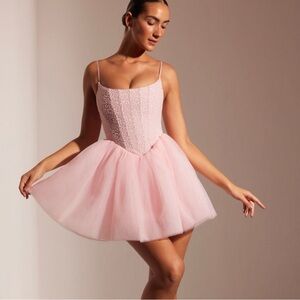 OhPolly Embellished Corset Tulle Skirt Mini Dress In Blush EUGENIE Size 12 Large